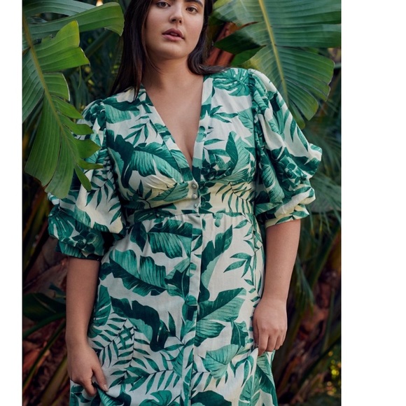 NWT Johanna Ortiz for H&M Natural White Leaf Dress - Picture 13 of 13